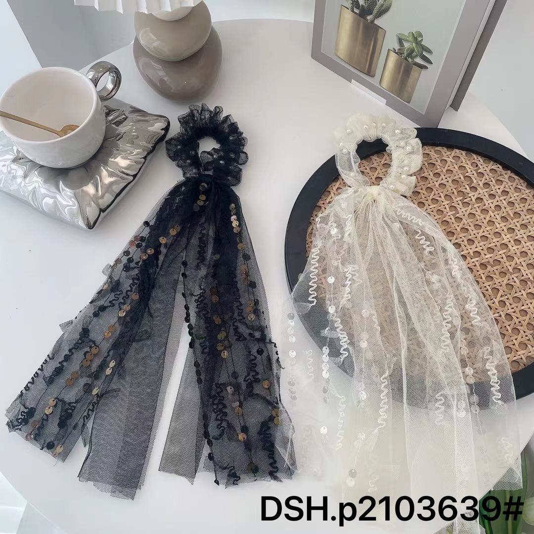 蕾丝时尚少女气质百塔新款饰品发饰纯手工制造布圈亮片系列