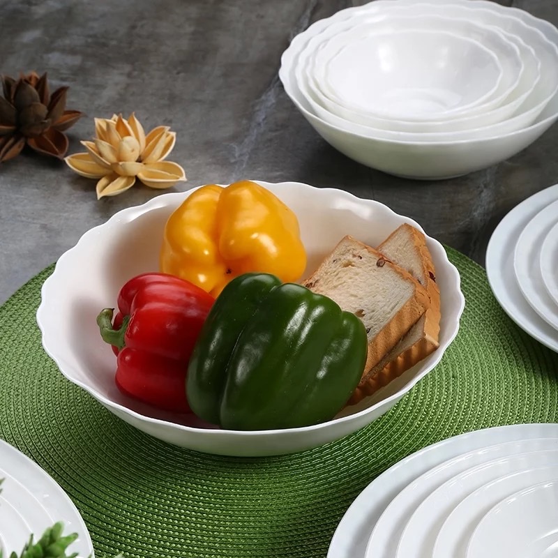 白玉瓷钢化玻璃餐具白色碗6寸汤碗产品图