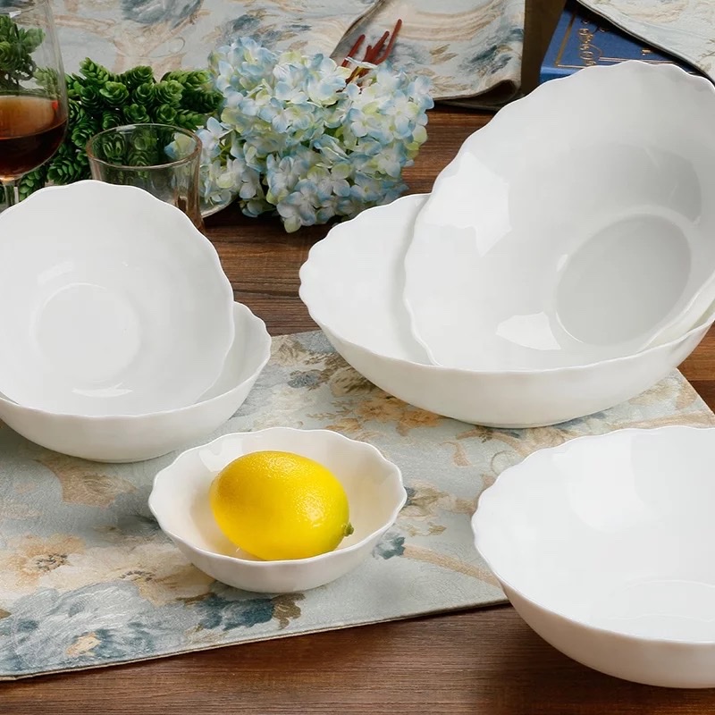 白玉瓷钢化玻璃餐具白色碗6寸汤碗详情图1