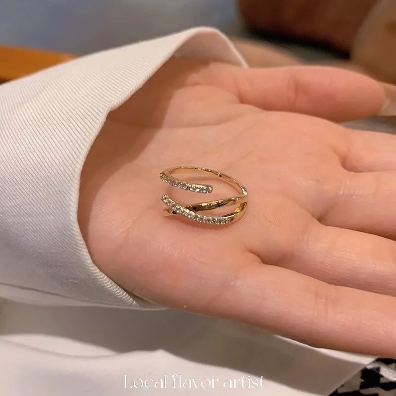 Chenglong Jewelry's Japanese and Korean light luxury, niche and simple open ring, women's niche design, INS personality, high-end and elegant, internet-famous ring CL01120-25 Specification image