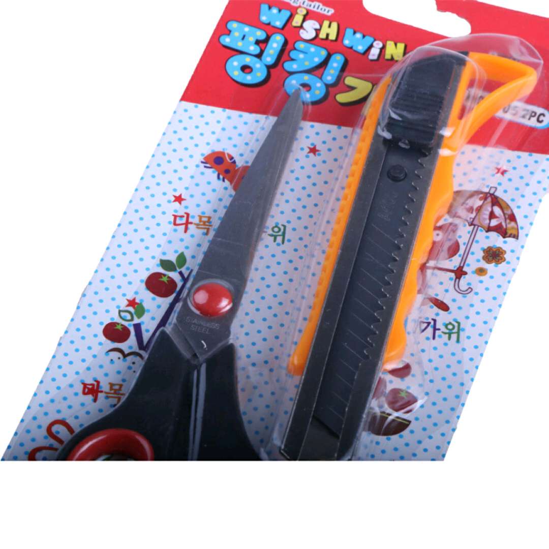 精品 办公剪刀 剪纸刀 学生剪刀  套装细节图
