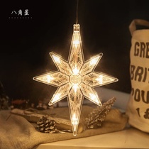 Christmas decorative lights Shop window ornaments Balcony window suction cups LED hanging lights Christmas lighting scene layout Battery box star star