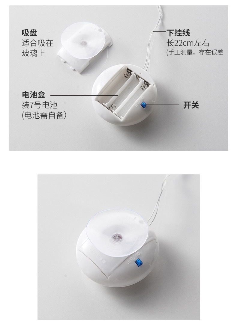Christmas decorative lights, shop window decorations, balcony window suction cups, LED hanging lights, Christmas lighting scene arrangements, battery boxes, Christmas trees Application Scenario