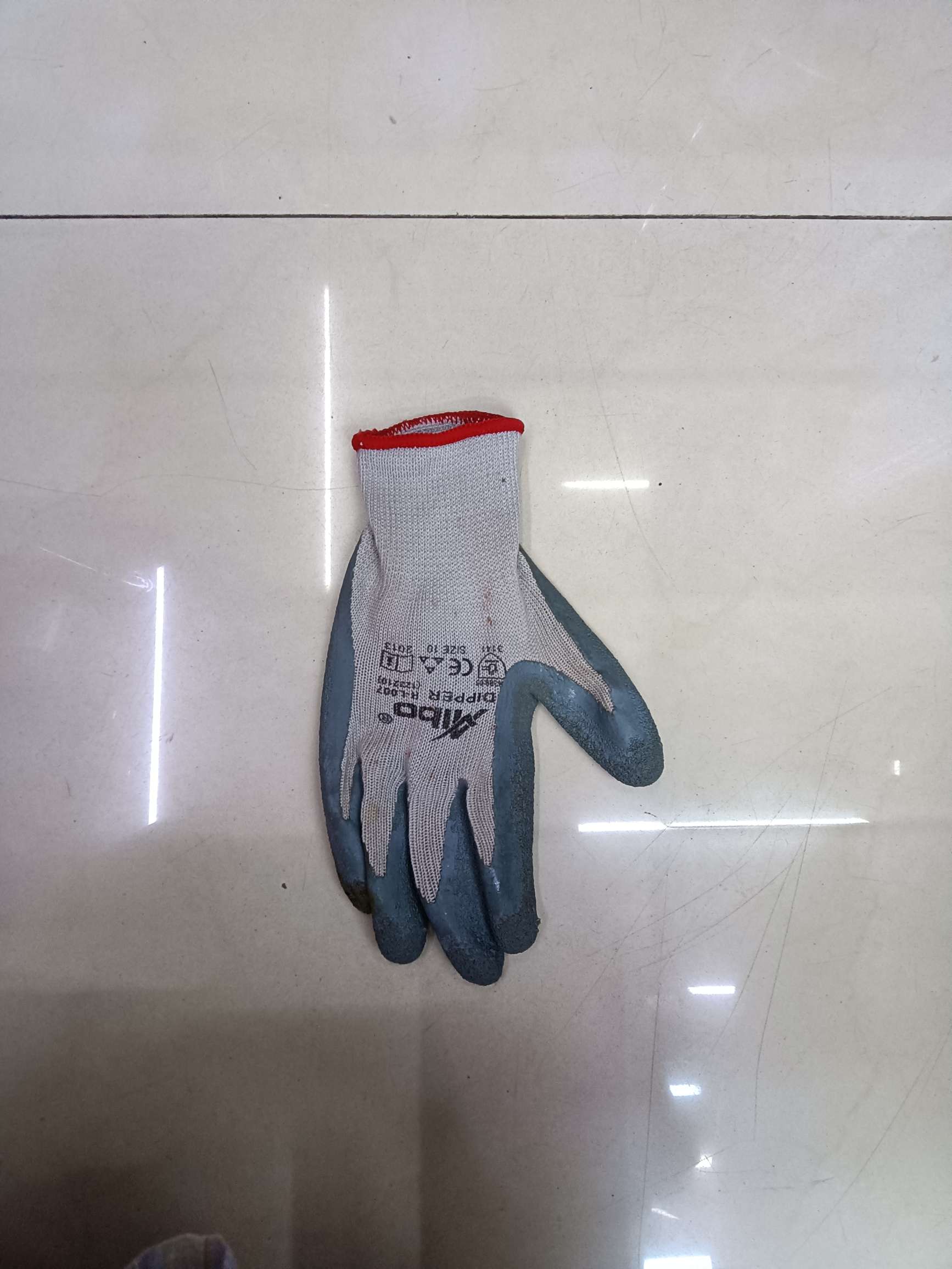 白色针织浅蓝胶手套详情图2
