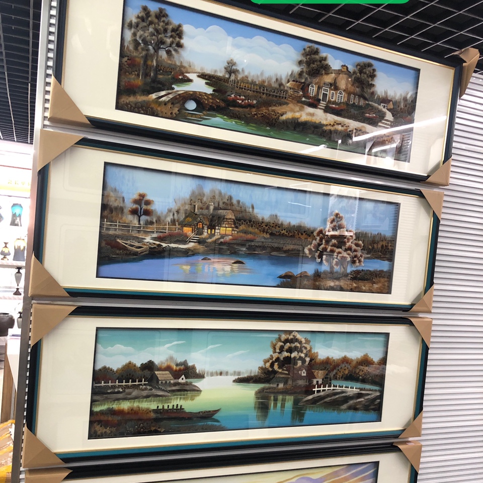 义乌大森装饰50X150cm纯手工羽毛装饰画