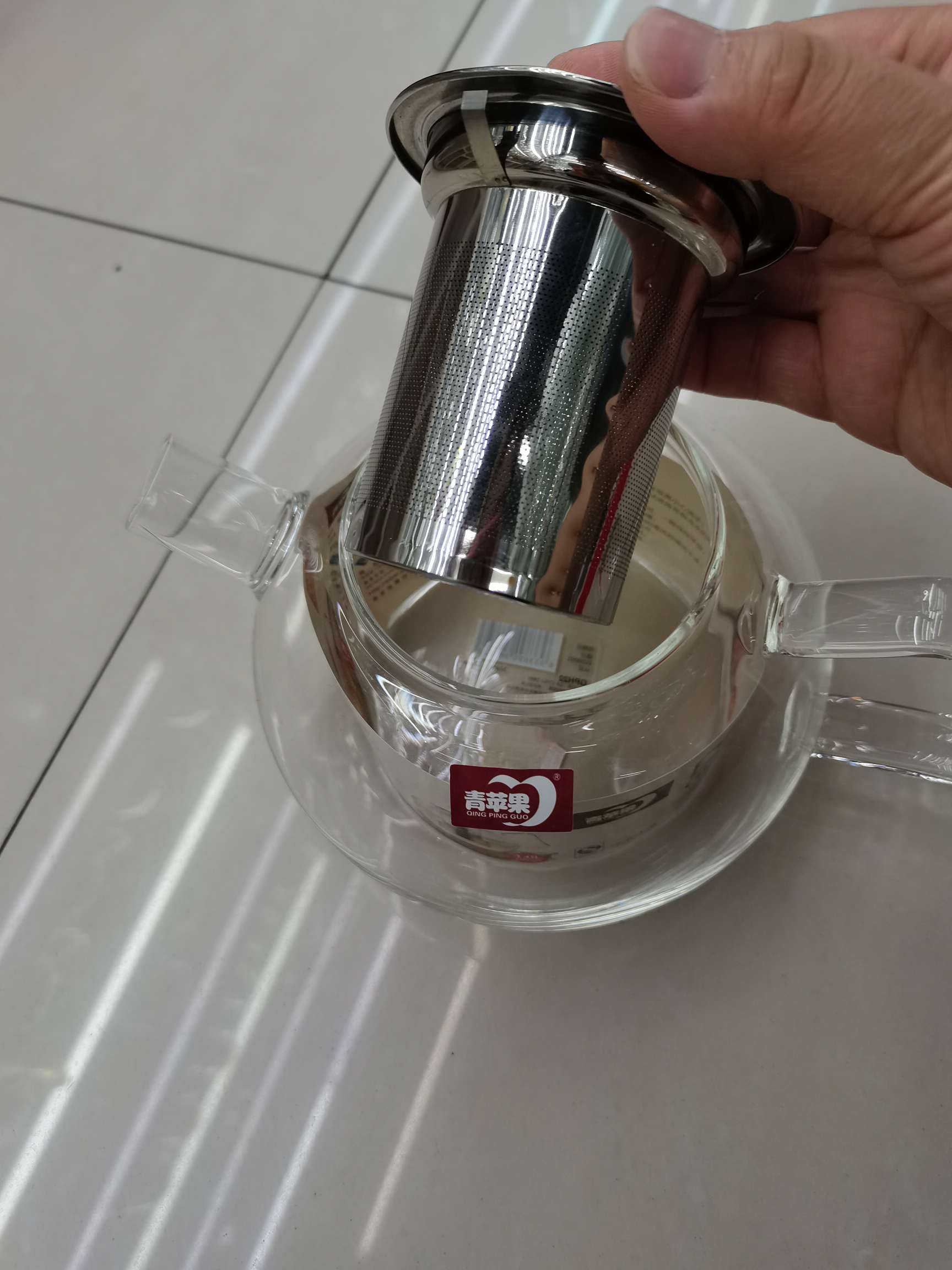 GPH22 耐热耐高温可加热高硼水壶 玻璃茶壶带不锈钢茶漏详情图3