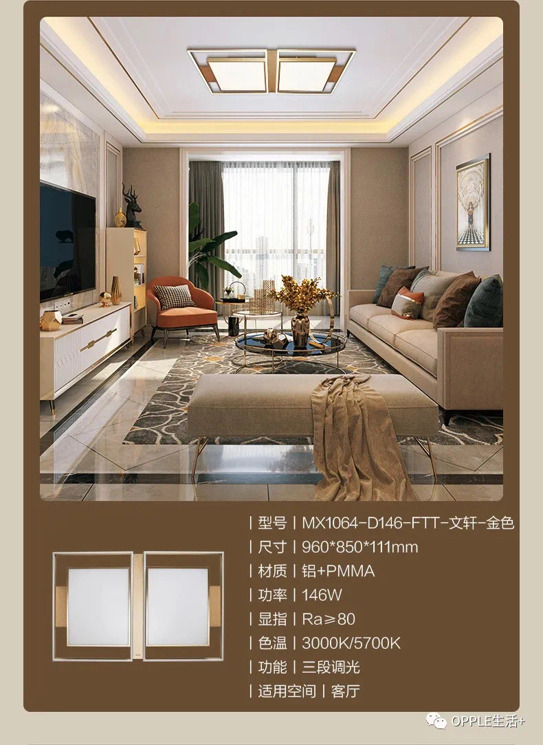 欧普文轩金色客厅灯产品图