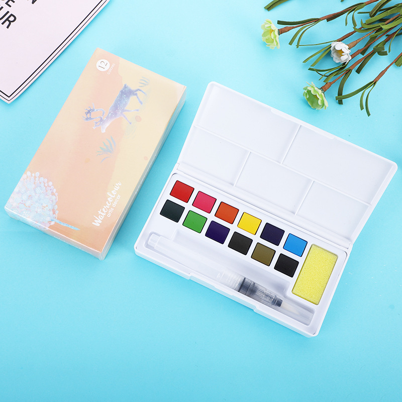 Premium 12-Color Solid Watercolor Paint details Picture