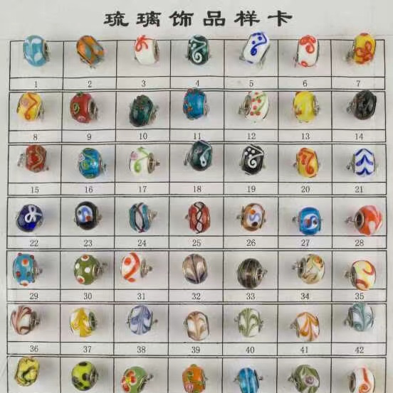 潘多娜纯手工琉璃大孔珠流行款 树胶 散粉 大孔珠 diy线条 图案 多种款式