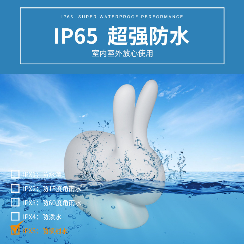 LED illuminated rabbit stool, seven-color outdoor waterproof moon rabbit Mid-Autumn Festival decorative light, Jade rabbit-shaped light, 50cm color plug 220v details Picture