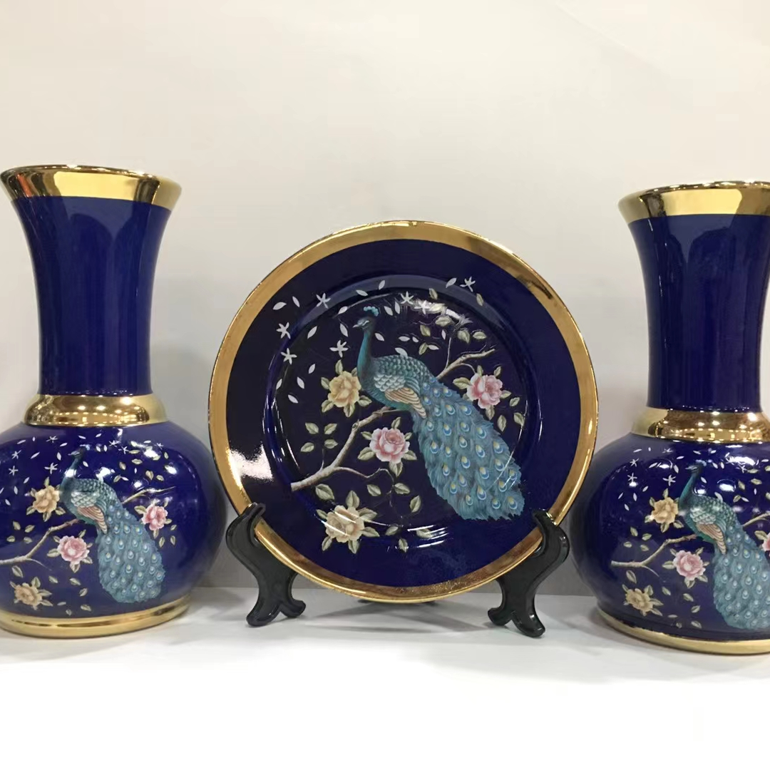 电镀陶瓷花瓶四件套404