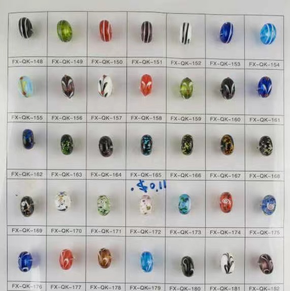 潘多娜纯手工琉璃大孔珠流行款 树胶 散粉 大孔珠 diy线条 猫眼散珠多种款式颜色