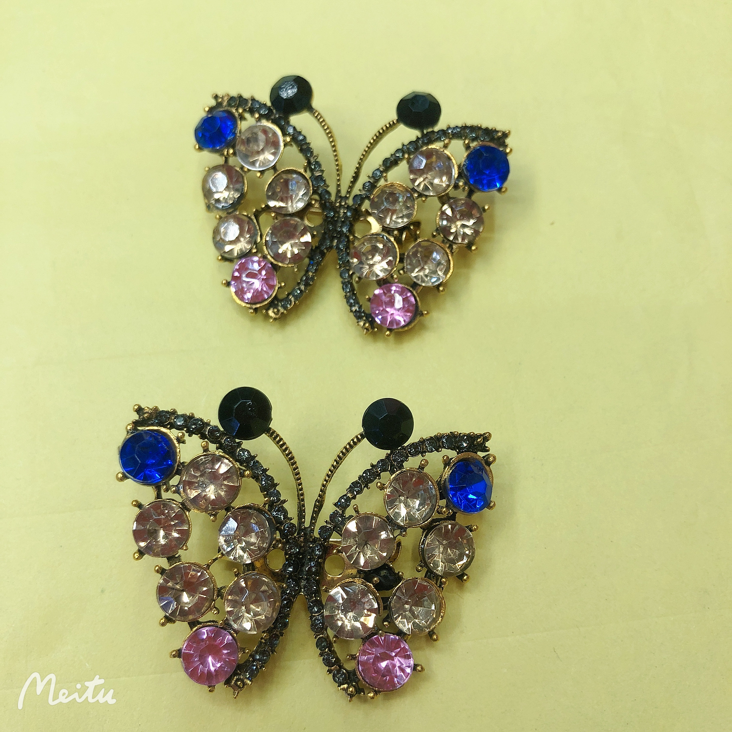 彩钻蝴蝶青古铜色胸针详情图2