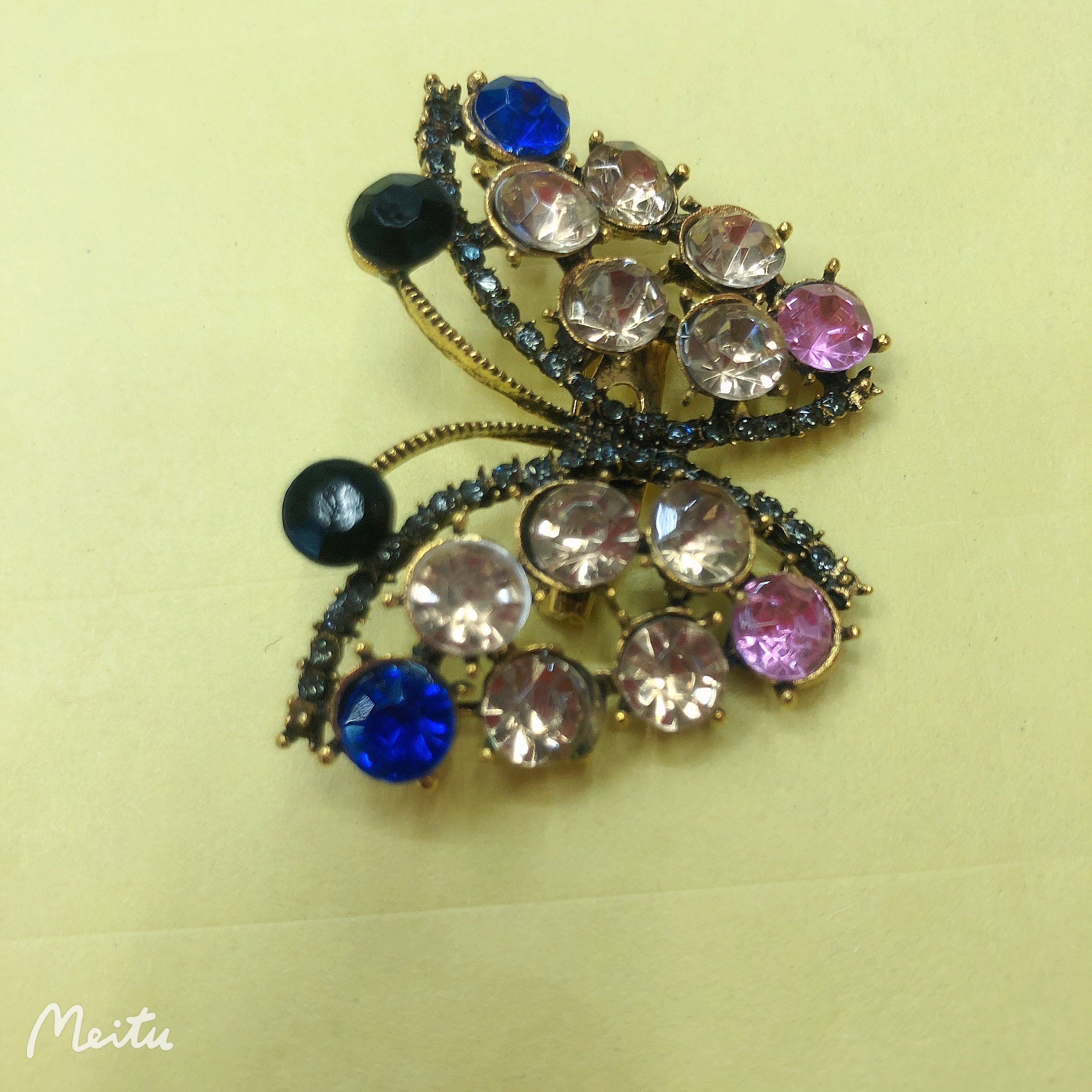 彩钻蝴蝶青古铜色胸针详情图4