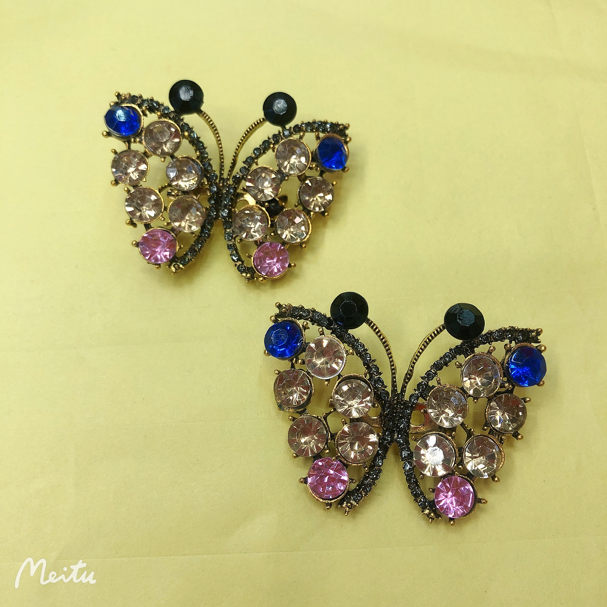 彩钻蝴蝶青古铜色胸针详情图1