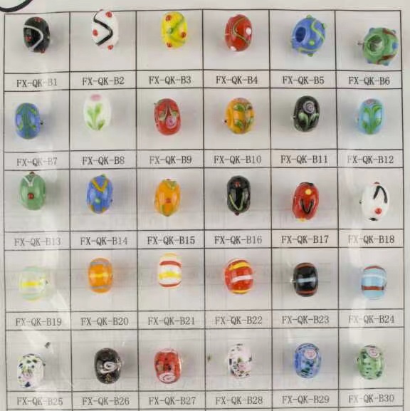 潘多娜纯手工琉璃大孔珠流行款 树胶 散粉 大孔珠 diy小花 斑点 线条散珠多种款式