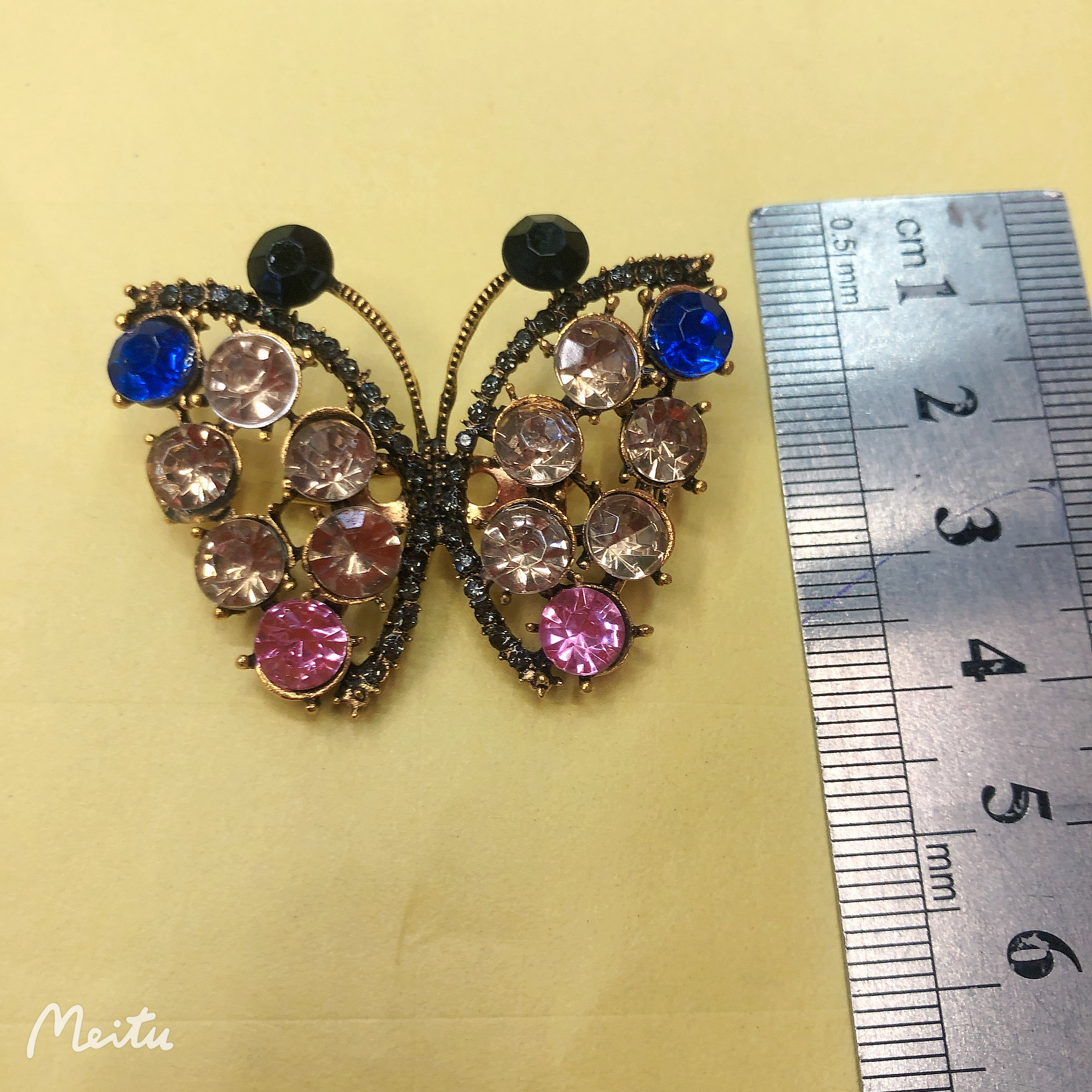 彩钻蝴蝶青古铜色胸针详情图6