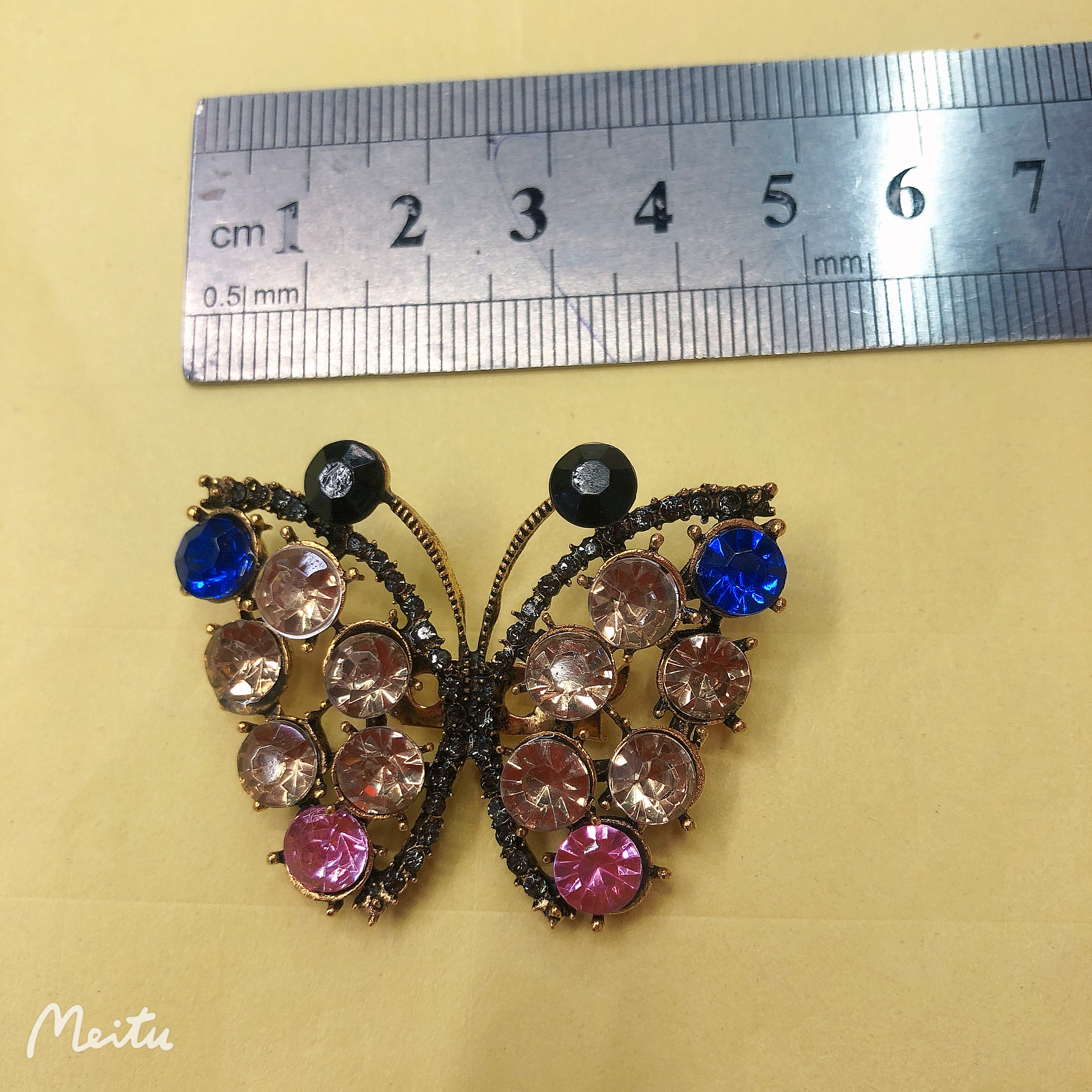 彩钻蝴蝶青古铜色胸针详情图5