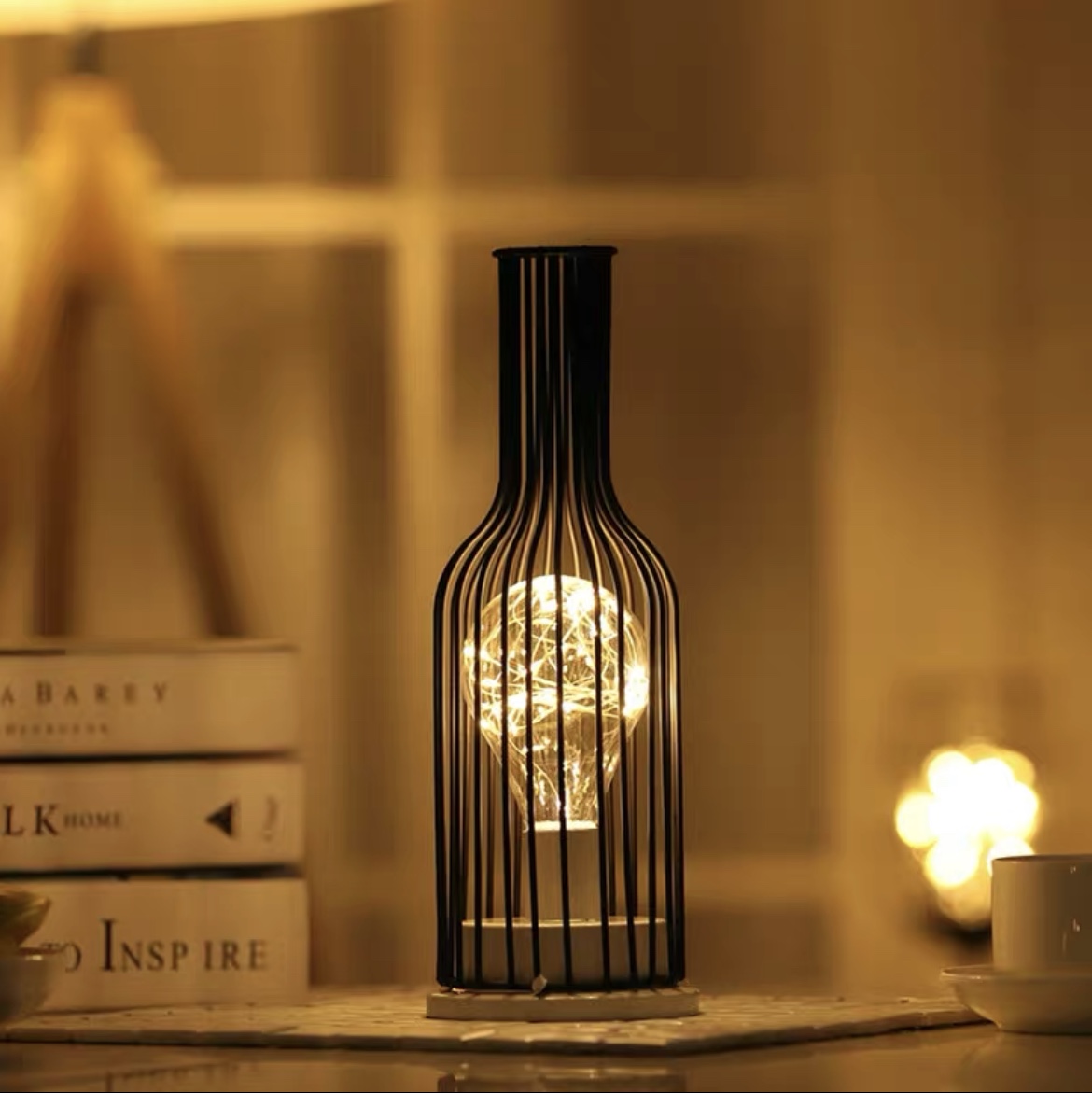 LED nightlight creative wine glass wine bottle modeling iron art copper wire light ins romantic room bedroom decorative lamp red wine bottle battery box