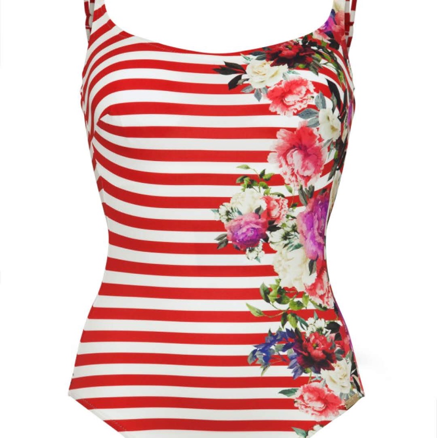 Europe and the United States fashion trend new ladies slim striped bikini bathing suit one-piece striped bathing suit beach seaside must thumbnail
