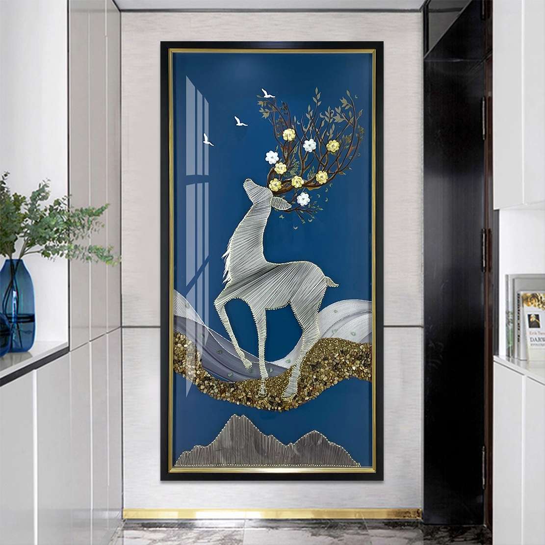 丝线蓝底鹿详情图2