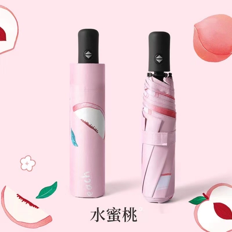 千家旺布朗熊 水果全自动三折黑胶太阳伞防紫外线小清晰卡通晴雨伞女学生伞1002详情图16