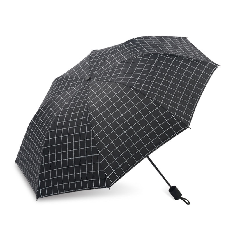 千家旺 时尚方格防晒遮阳晴雨两用黑胶太阳伞，厂家批发可定制伞 
