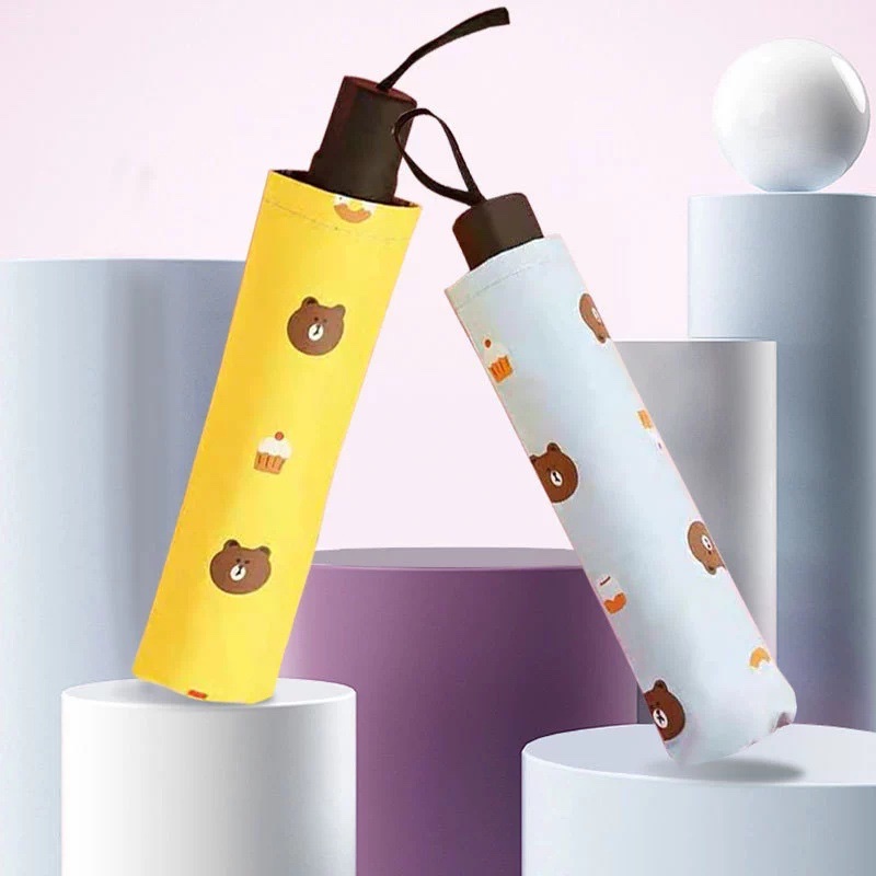 千家旺布朗熊 水果全自动三折黑胶太阳伞防紫外线小清晰卡通晴雨伞女学生伞1002详情图1