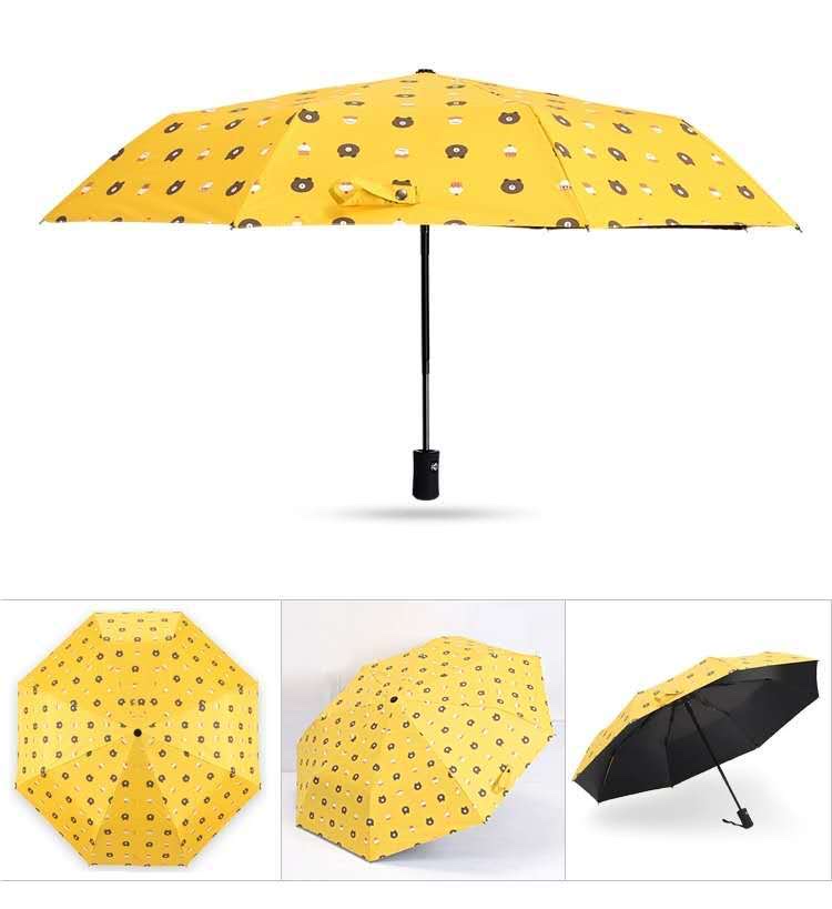 千家旺布朗熊 水果全自动三折黑胶太阳伞防紫外线小清晰卡通晴雨伞女学生伞1002详情图7