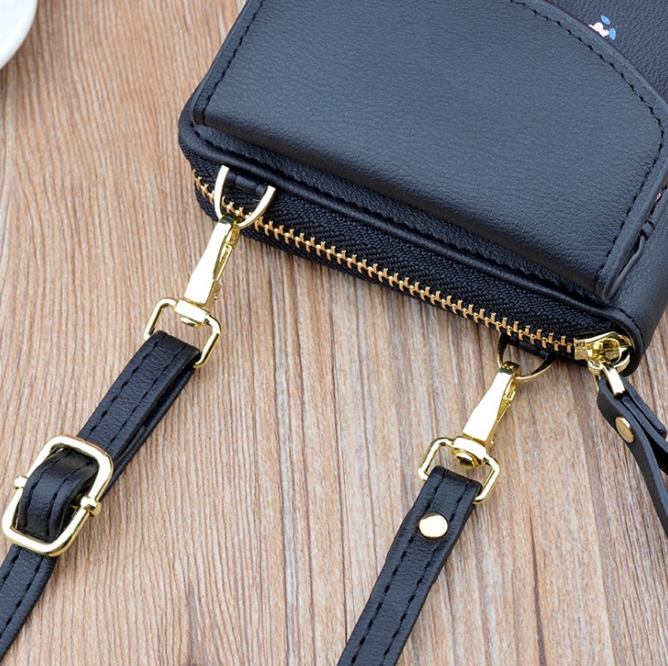 New wallet for women, vertical zipper wallet, Korean style fashionable print, large capacity single-shoulder bag, crossbody bag Specification image