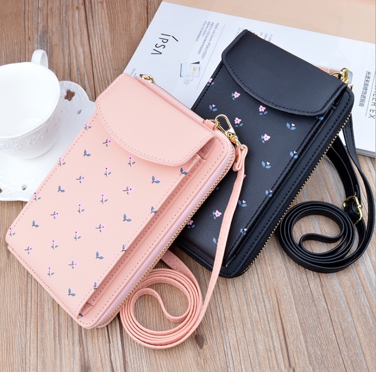 New wallet for women, vertical zipper wallet, Korean style fashionable print, large capacity single-shoulder bag, crossbody bag details Picture