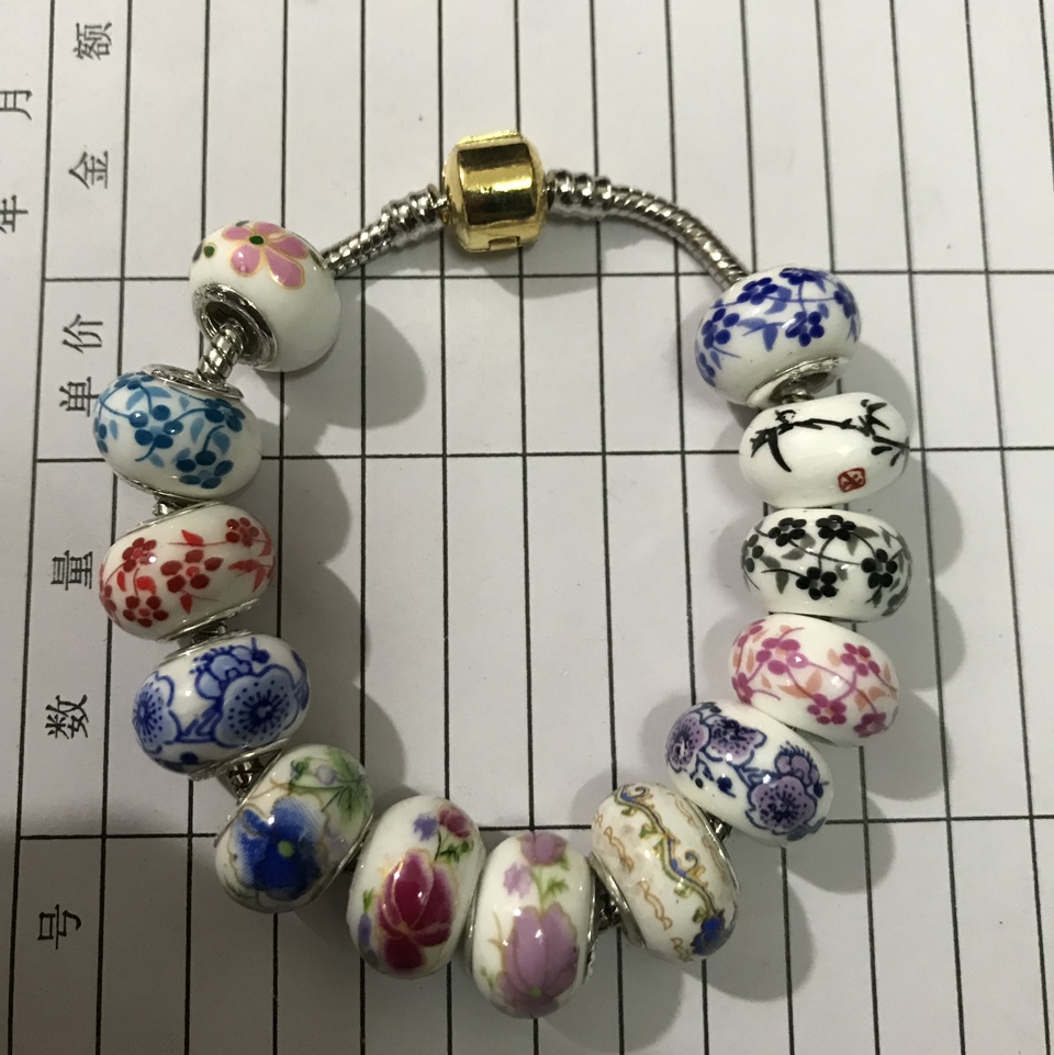 潘多娜琉璃大孔珠印花多种款式图案