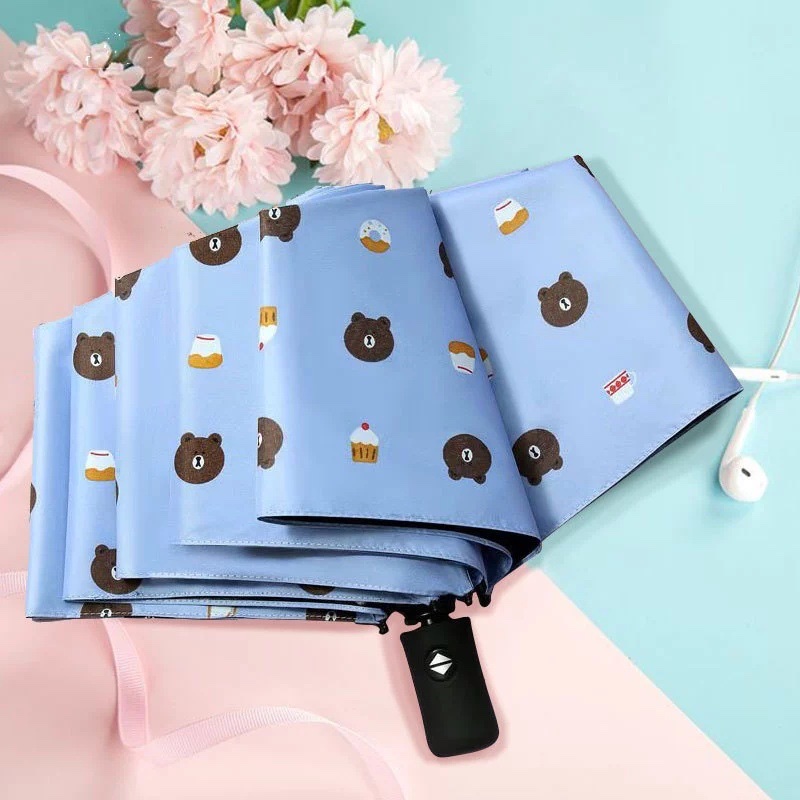 千家旺布朗熊 水果全自动三折黑胶太阳伞防紫外线小清晰卡通晴雨伞女学生伞1002详情图10