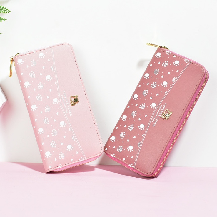 Largo estilo mujer cartera al por mayor 2021 nueva cremallera handbag versión coreana impresa estudiante chica bolsa de teléfono móvil de gran capacidad details Picture