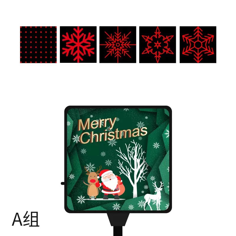 Mini Stage Lights Christmas Home Entertainment Decorative Lights Halloween Lights Snowflake Star USB Projection ambiance Lights Snowflake Red