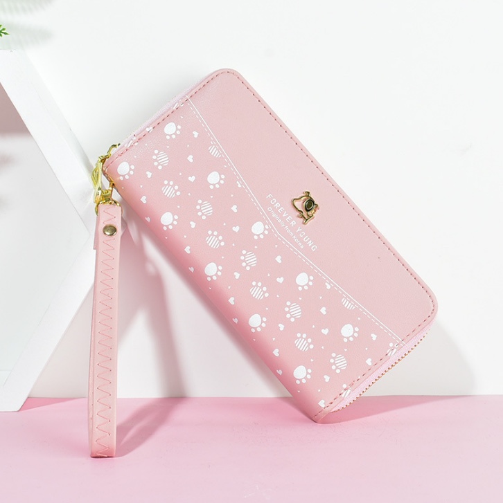 Wholesale of long ladies' wallets 2021 new style zipper clutch, Korean version printed student girls' large-capacity mobile phone case