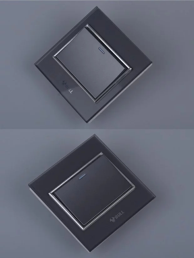 Bull Switch Socket G22 High Crystal Glass Panel Crystal Tempered Socket Household Five Holes 86 Type Titanium Gray Specification drawing