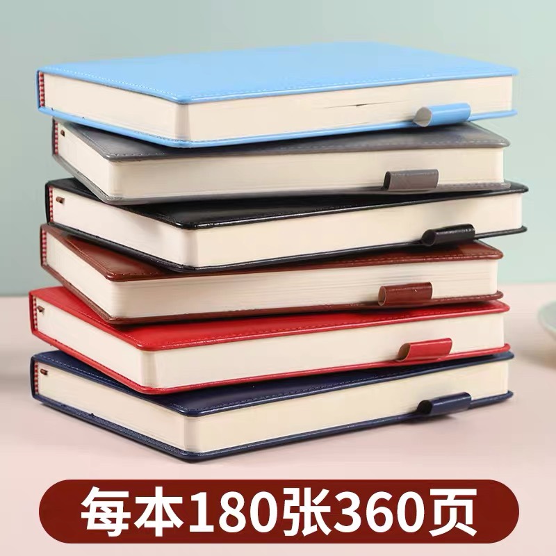 浩然文具皮面本笔记本文具记事本商务a5复古创意带扣带笔日记本子办公3