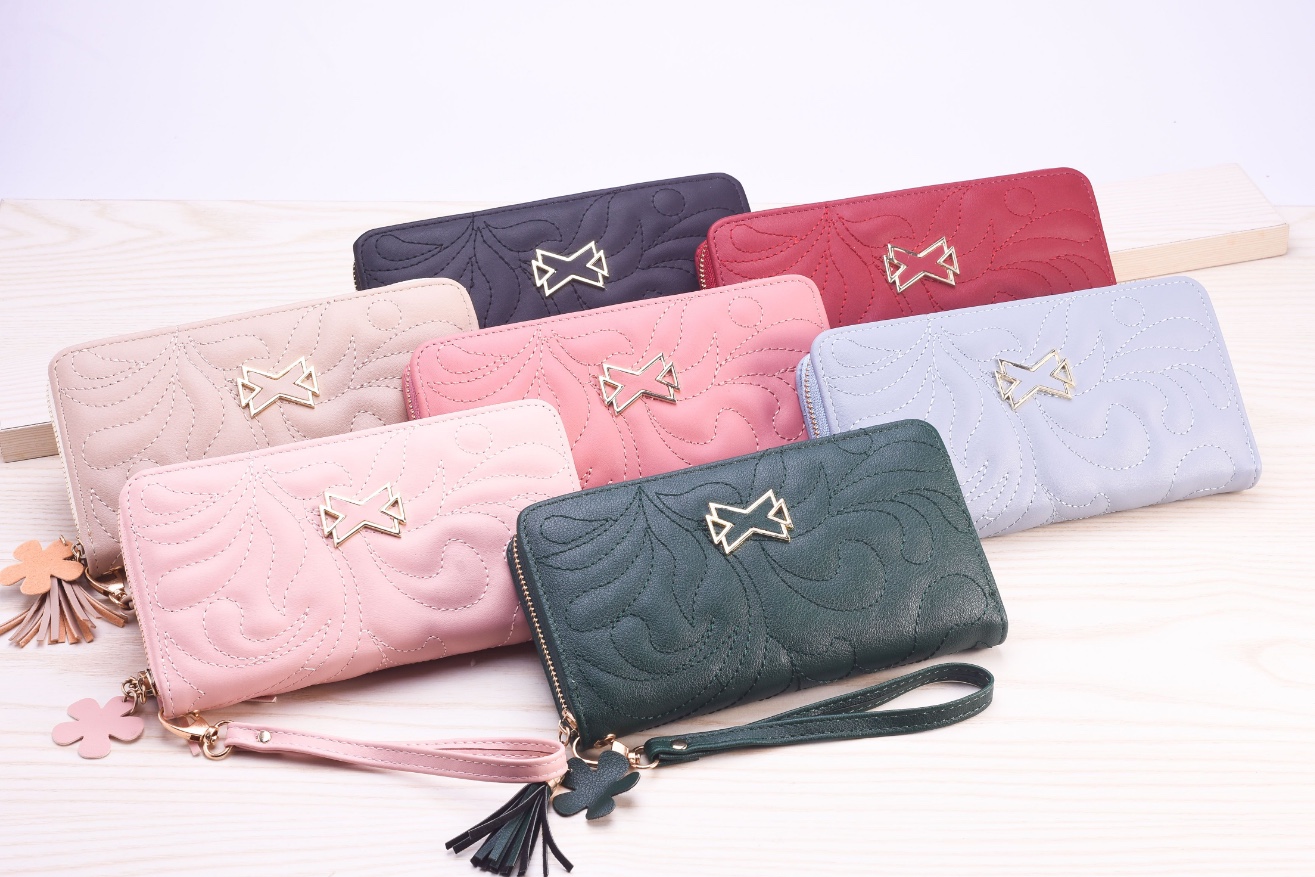 Amazon's new stylish and elegant long wallet for women, exquisitely embroidered thread, leather-covered, multi-slot, large-capacity wallet, factory direct sales details Picture