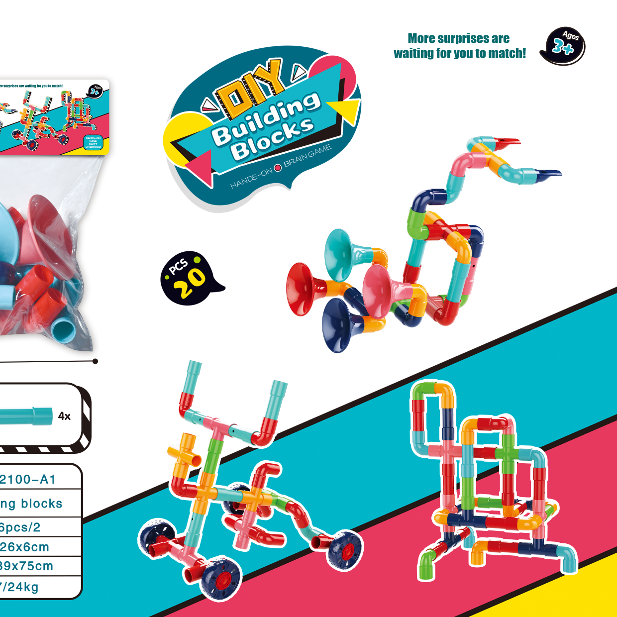 Large-sized children's educational toy building blocks, pipe building blocks