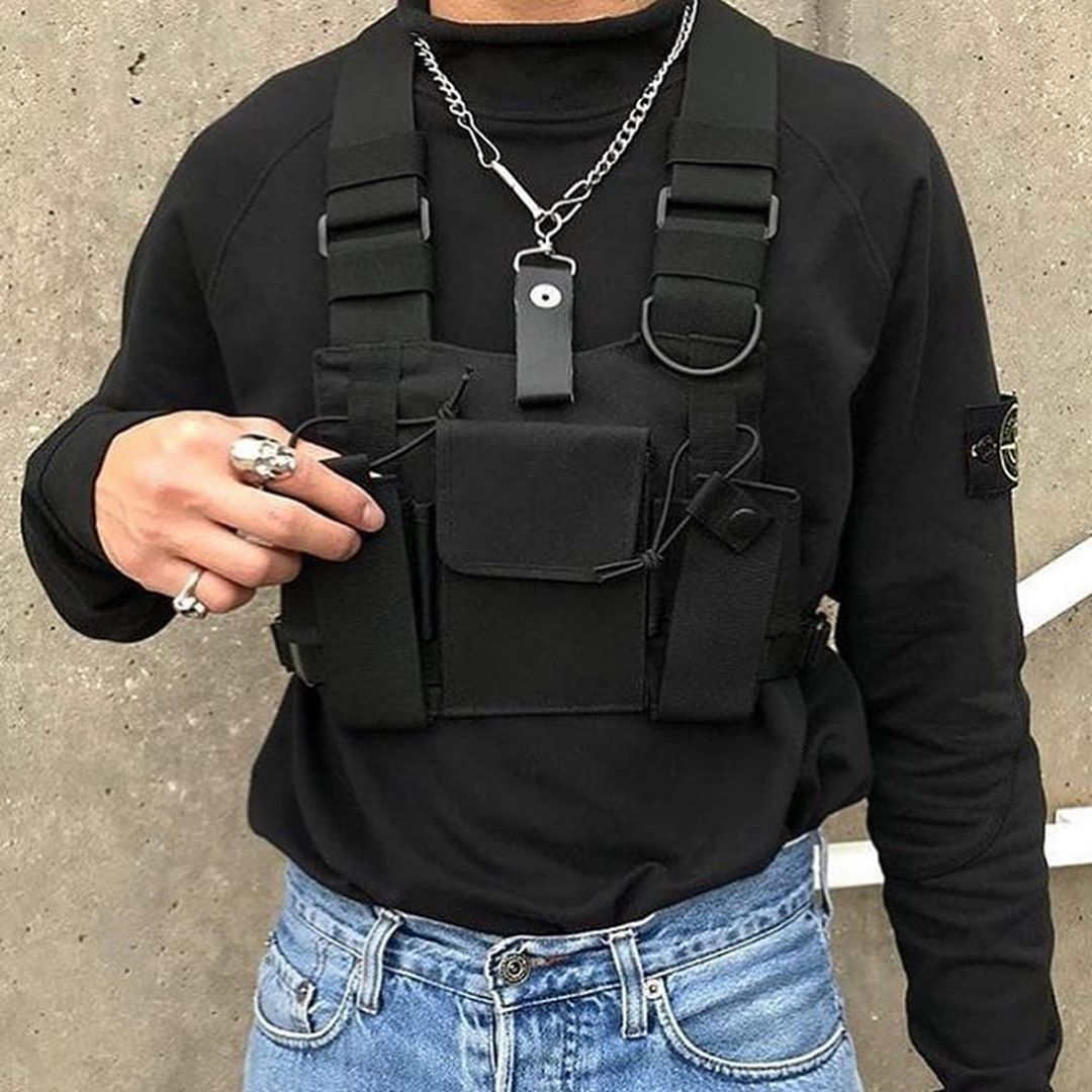 男女多功能胸包ins男女嘻哈战术背心潮牌工装马甲式背包战术胸包产品图