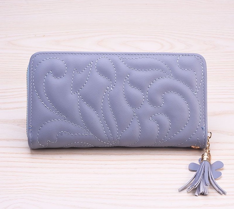 Amazon's new stylish and elegant long wallet for women, exquisitely embroidered thread, leather-covered, multi-slot, large-capacity wallet, factory direct sales Specification image