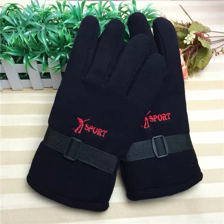 Thickened men's cotton gloves manufacturers direct wholesale free mail black winter warm polar fleece outdoor gloves thumbnail