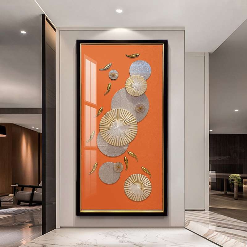 Nine Fish Figure Porch Decorative Painting Vertical Version Vertical Solid Hanging Picture Corridor Corridor Living Room Background Wall Corridor Wall Specification drawing