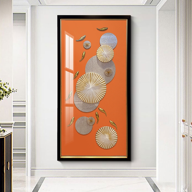 Nine Fish Figure Porch Decorative Painting Vertical Version Vertical Solid Hanging Picture Corridor Corridor Living Room Background Wall Corridor Wall Application Scenario