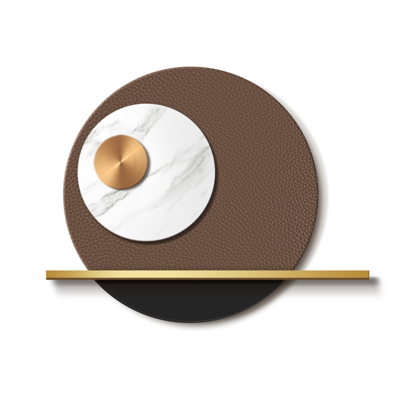 客厅沙发背景墙装饰画轻奢圆形创意皮革挂画立体卧室床头壁画现代