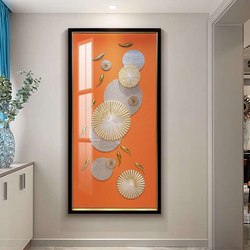 Nine Fish Figure Porch Decorative Painting Vertical Version Vertical Solid Hanging Picture Corridor Corridor Living Room Background Wall Corridor Wall details Picture