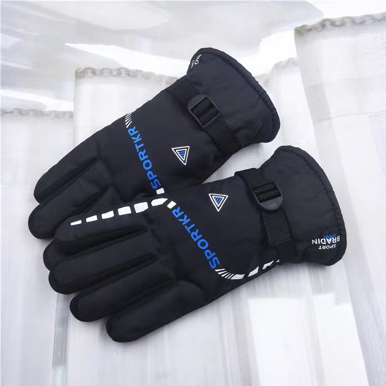 2021 winter new warm men's gloves spot good fabric rainproof point thickened flannel fabric system non-slip
