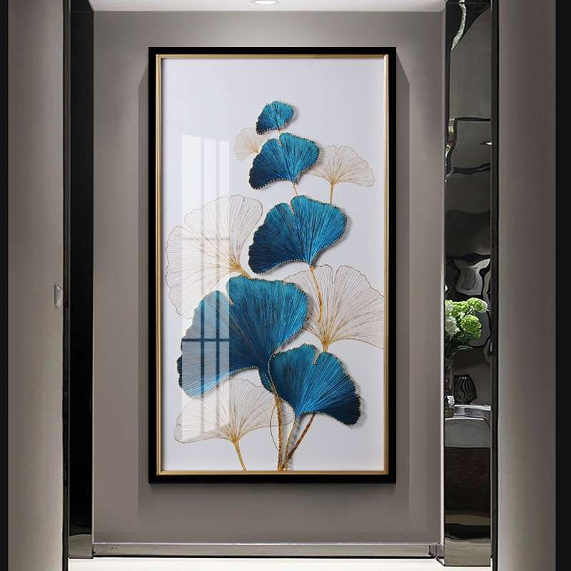 Modern Simple Entrance Hallway Decoration Painting Living Room Corridor Painting Gingko Leaf Vertical Plate Hanging Painting Creative Hand Painting full figure