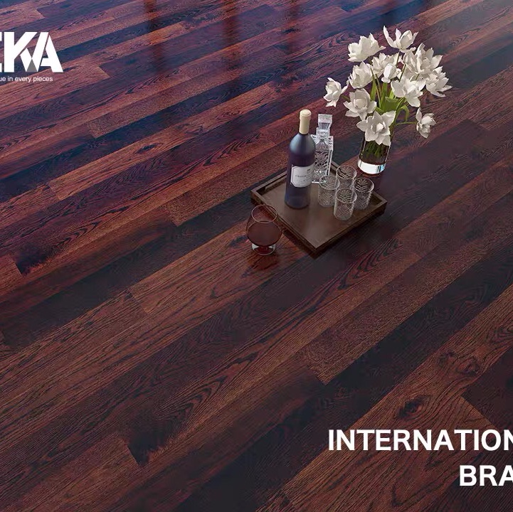TEKA parquet flooring is an original imported three-layer solid wood single ship deck made of carbonized oak